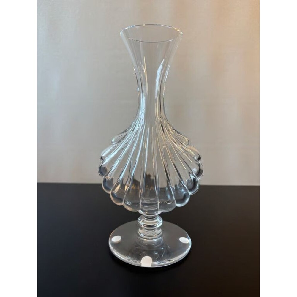 Baccarat France Crystal Bud Vase Fluted Shell Footed Acid Etched Mark